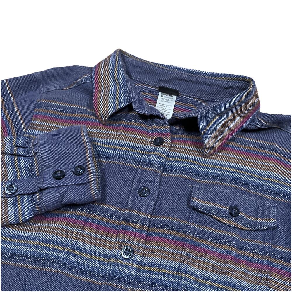 Patagonia Fjord Flannel Gaucho Purple Stripe Long Sleeve Shirt‎ Women's Size 6